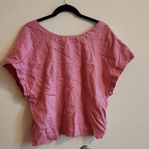 Madewell Pink Linen Boxy Top